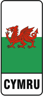 Welsh dragon and CYMRU badge on a number plate
