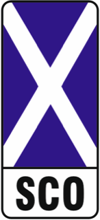 Saltire and SCOTLAND badge on a number plate